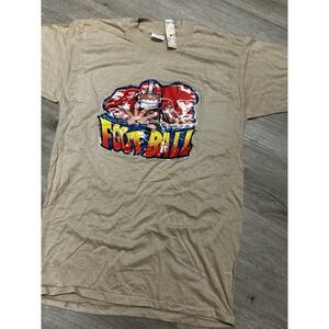 Vintage Football Player Iron On T Shirt 70s 80s Shiny Graphic - Men's Small‎